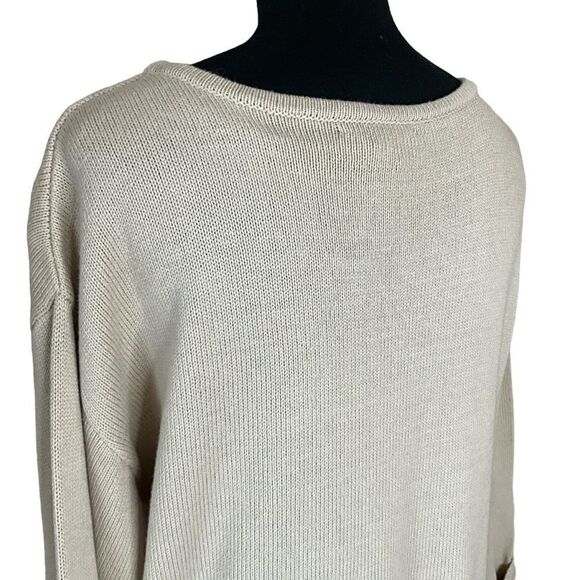 Christopher & Banks Sweater Women's size L Tan 3/4 Sleeves Brass Stud Accent - Picture 8 of 10